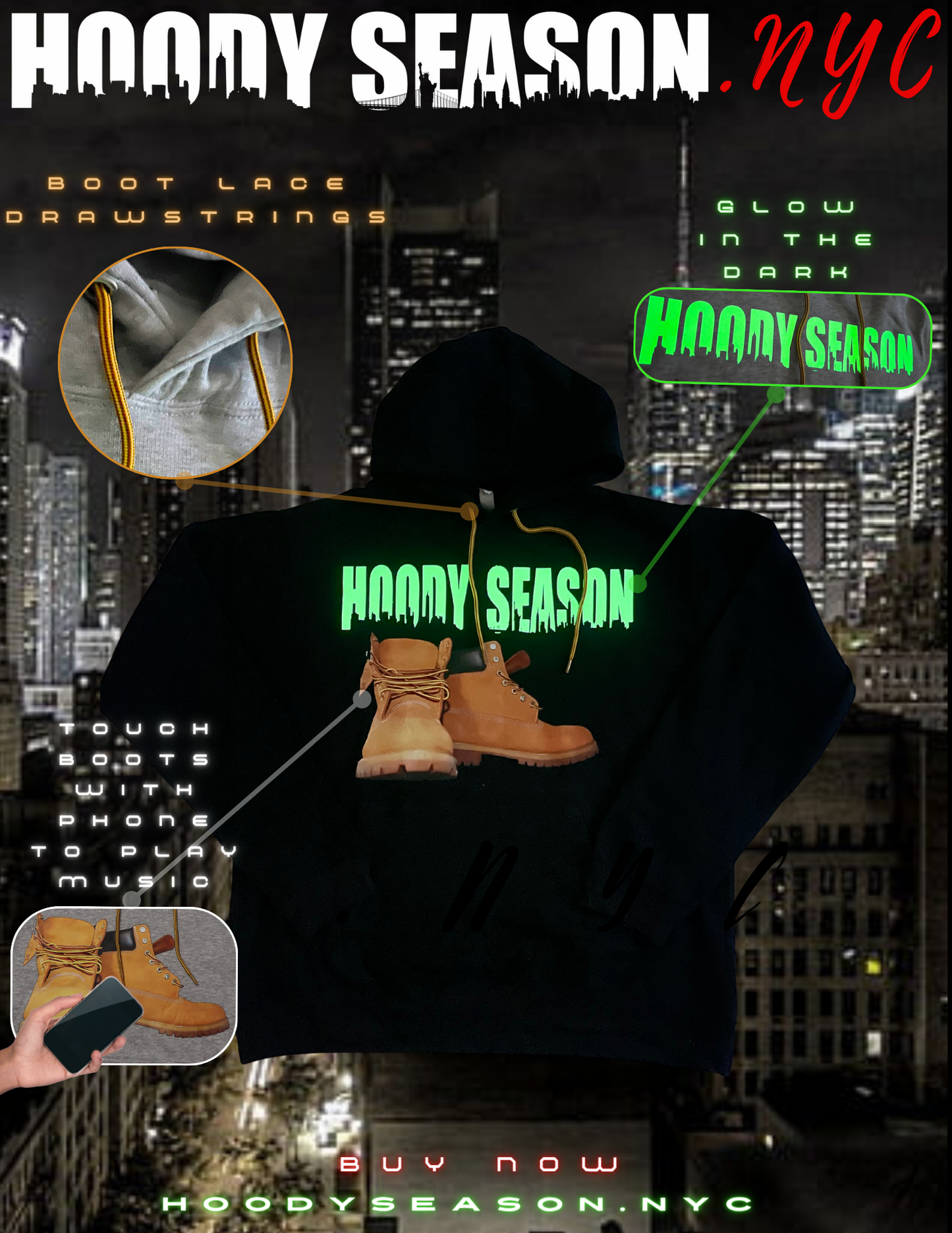 HOODY SEASON HOODY (GLOW LETTERS) (CONSTRUCTION BOOT LOGO)