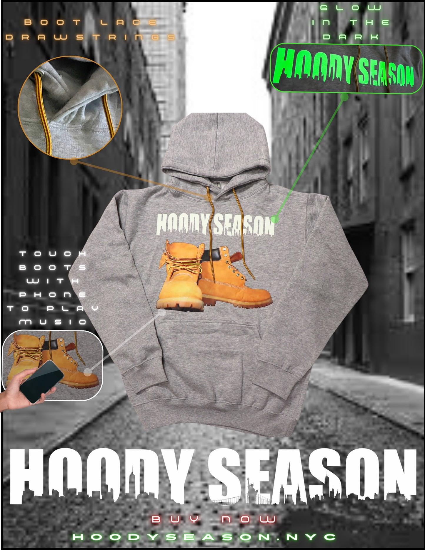 HOODY SEASON HOODY (GLOW LETTERS) (CONSTRUCTION BOOT LOGO)